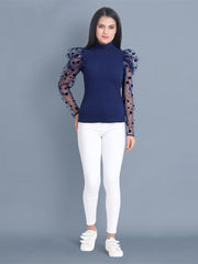 Navy Carrera Polka Dot Net Top-2448