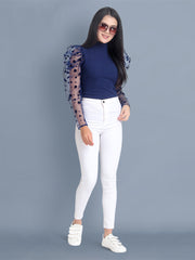 Navy Carrera Polka Dot Net Top-2448