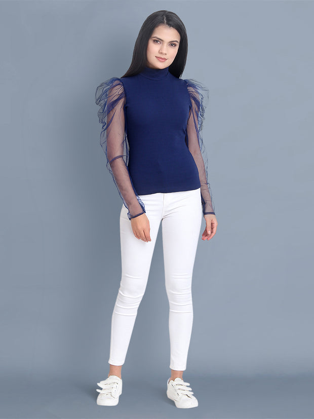 Navy Carrera Solid Net Top-2450