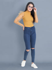 Mustard Carrera Solid Net Top-2452