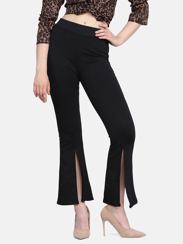 Lycra Full Length Front Slit Women Trouser Pant-2951-2957