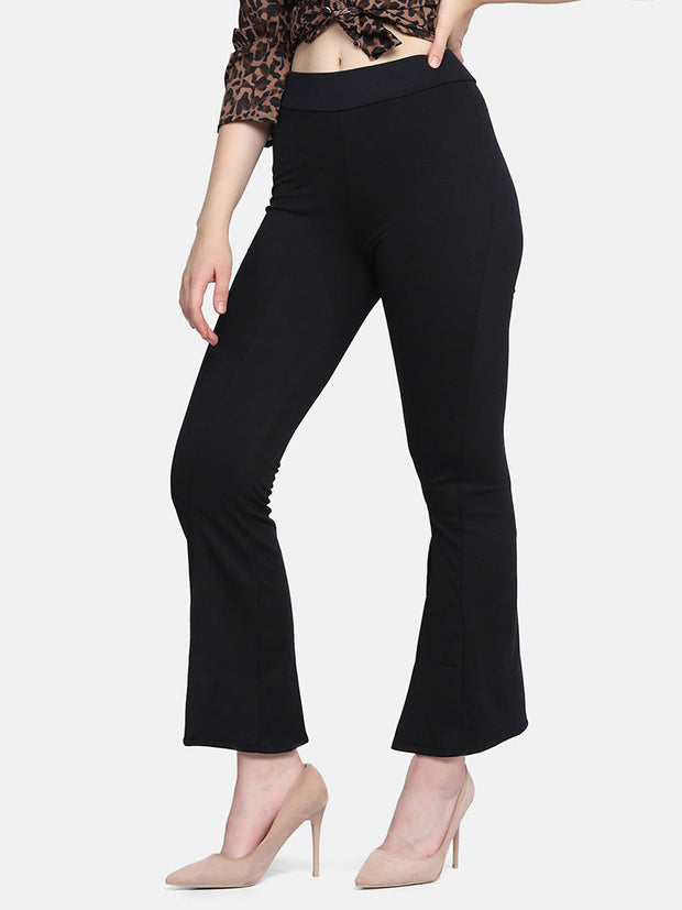 Lycra Full Length Front Slit Women Trouser Pant-2952-2957