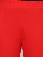 Red Cotton Stretch Legging with Lace Detail-2651