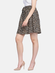 Crepe Printed Women Mini Skirt-2942