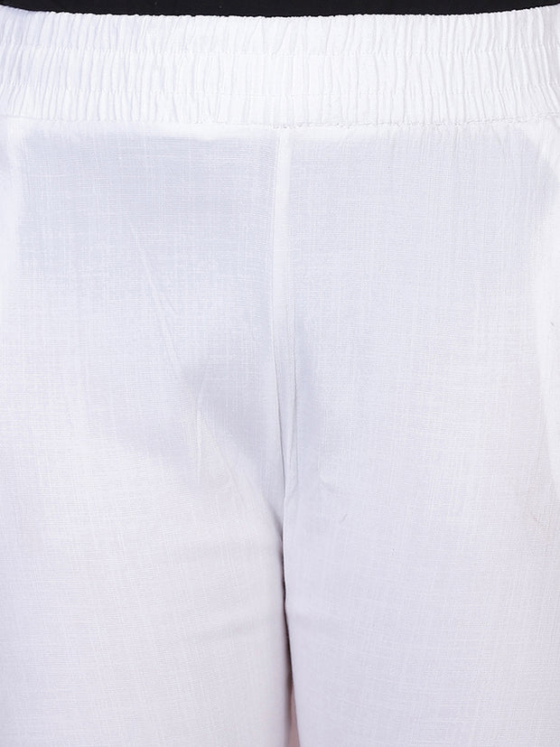 White Cotton Stretch Legging with Lace Detail-2652