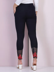 Navy Cotton Stretch Legging with Lace Detail-2650