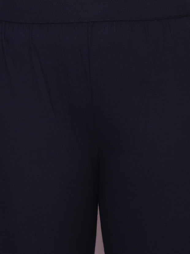 Navy Cotton Stretch Legging with Lace Detail-2650