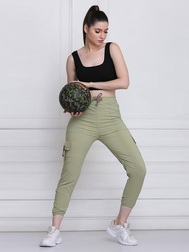 Light Green Toko Lycra Jogger Pant For Women-2774