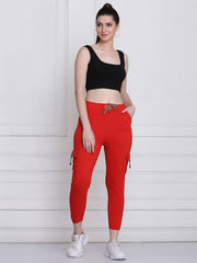 Red Toko Lycra Jogger Pant For Women-2780