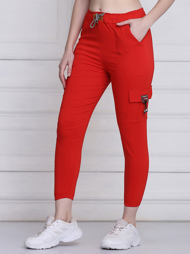 Red Toko Lycra Jogger Pant For Women-2780