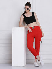 Red Toko Lycra Jogger Pant For Women-2780