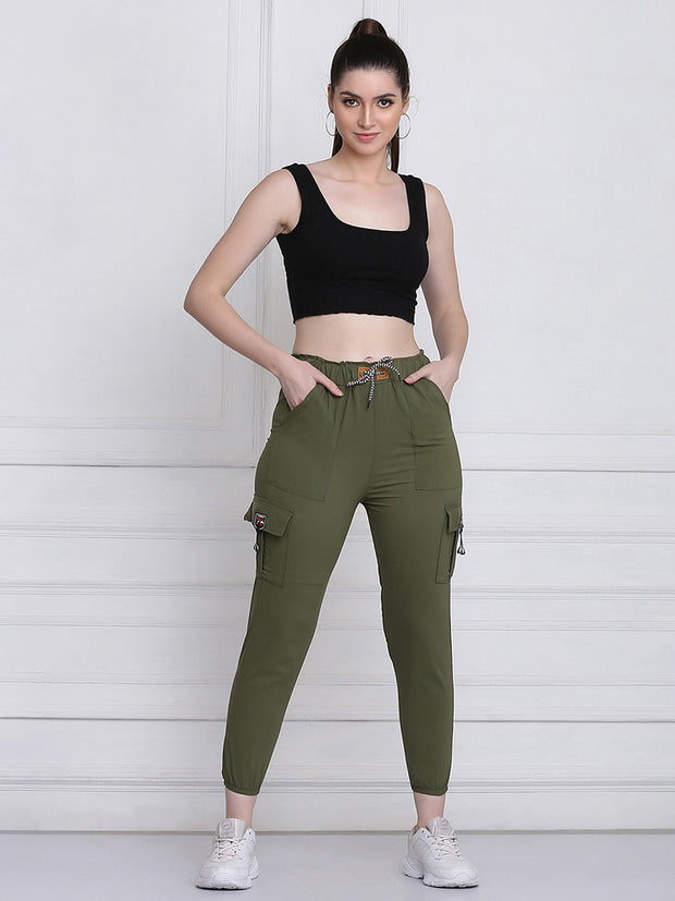 Dark Green Toko Lycra Jogger Pant For Women-2778