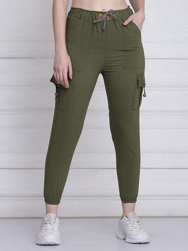 Dark Green Toko Lycra Jogger Pant For Women-2778