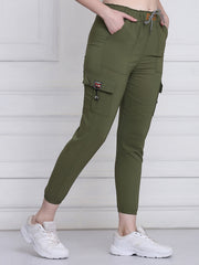 Dark Green Toko Lycra Jogger Pant For Women-2778