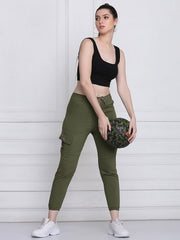 Dark Green Toko Lycra Jogger Pant For Women-2778