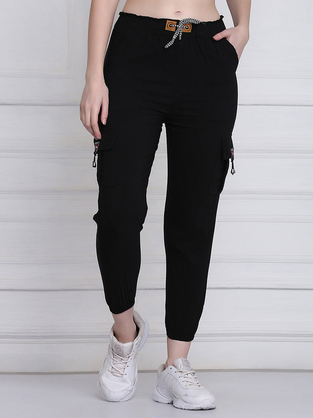 Black Toko Lycra Jogger Pant For Women-2777