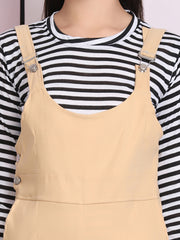 Beige Dungaree Pant with Striped Top-2641