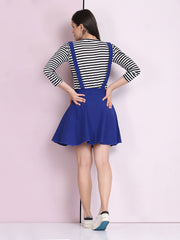 Royal Blue Cotton Lycra Solid Pinafore Skirt-2640