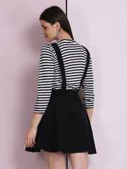 Black Cotton Lycra Solid Pinafore Skirt-2633