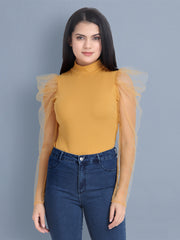 Mustard Carrera Solid Net Top-2452