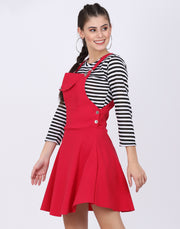 Pink Dungaree Skirt with Striped Top-2022