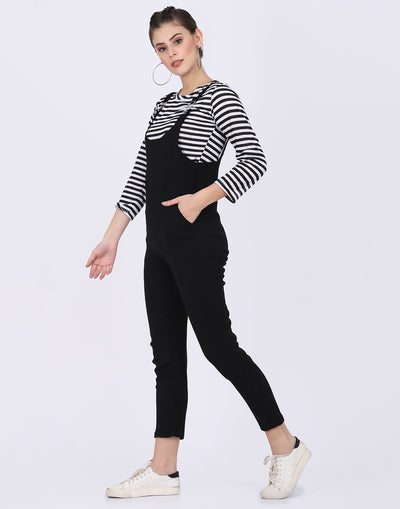 Dungaree Pant with Striped Top