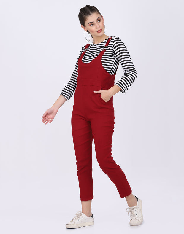 Dungaree Pant with Striped Top