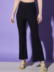 Solid Ribbed Women Trouser Pant-2973-2975
