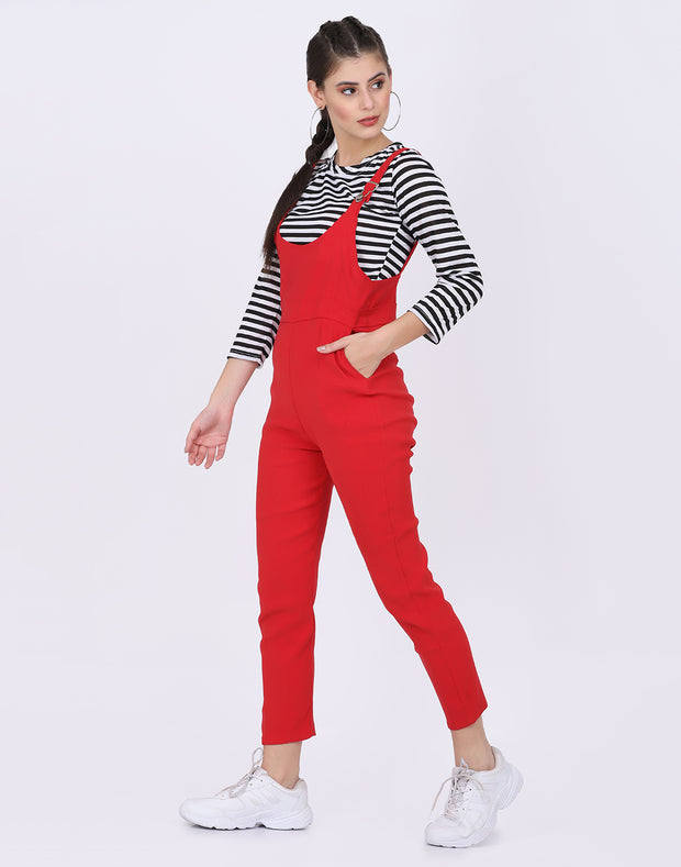 Dungaree Pant with Striped Top