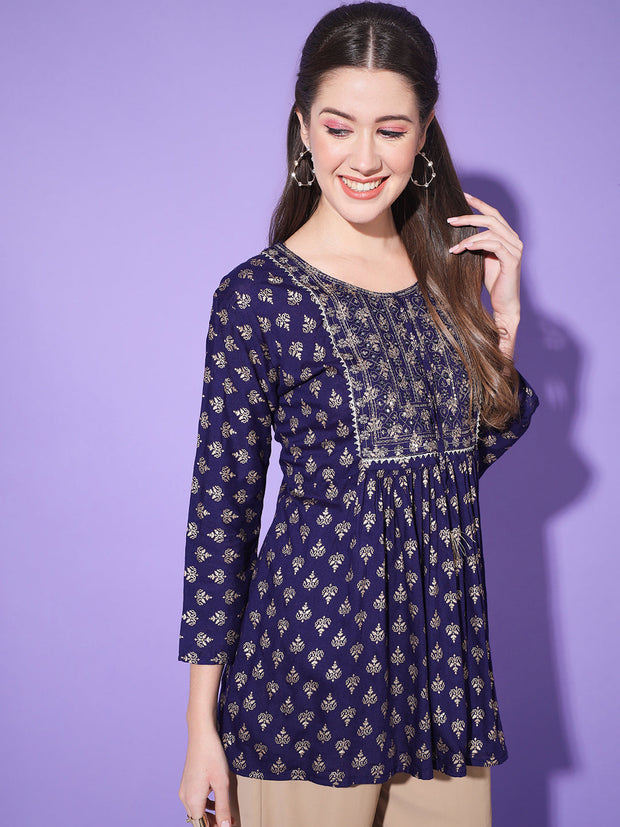 Cotton Block Print Short Women Jaipuri Kurti Top-3182