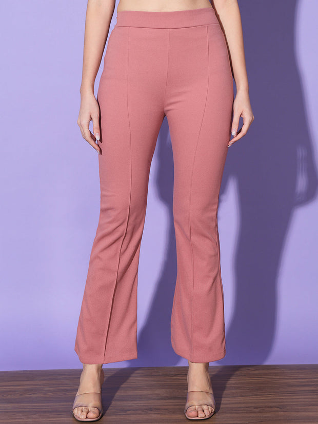 Lycra Solid Elasticated Women Trouser Pant-3116