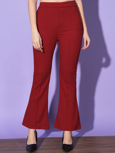 Lycra Solid Elasticated Women Trouser Pant-3117