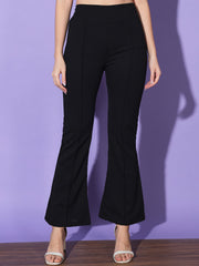 Lycra Solid Elasticated Women Trouser Pant-3117