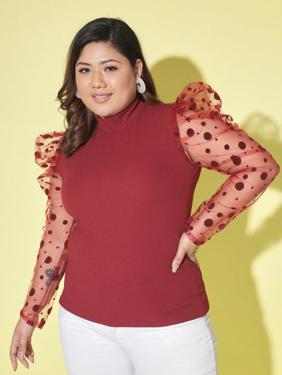 Polka Dot Plus Size Women Net Top-2604PLUS-2605PLUS