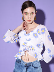 Flower Printed Georgette Crop Top-2979-2979