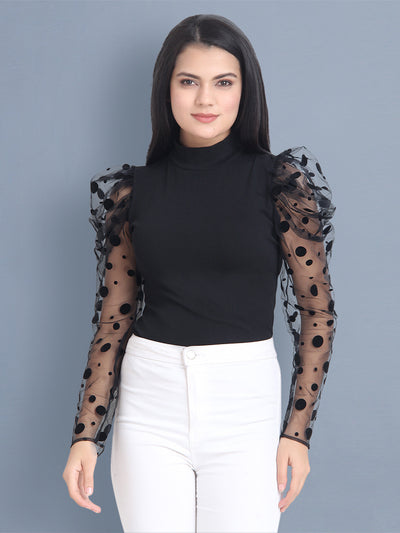 buynewtrend  polka  net top