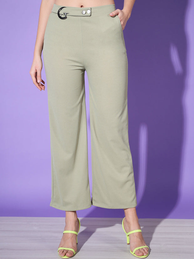 Solid Lycra Women Trouser Pant-3146