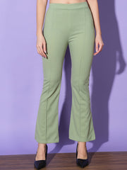 Lycra Solid Elasticated Women Trouser Pant-3116