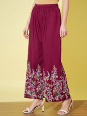 Floral Bird Print Rayon Women Palazzo Pant-3062-3063