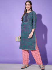 Rayon Ethnic Printed Women Jaipuri Kurta Pyjama Set-3185
