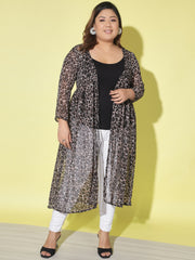 Leopard Print Plus Size Women Long Shrug-2852PLUS-2855PLUS