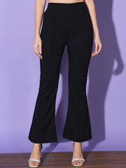 Lycra Solid Elasticated Women Trouser Pant-3113