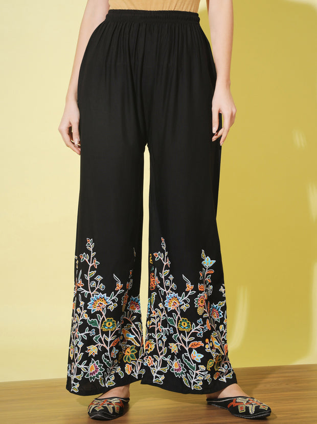 Floral Bird Print Rayon Women Palazzo Pant-3060-3063