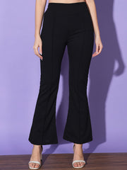 Lycra Solid Elasticated Women Trouser Pant-3116