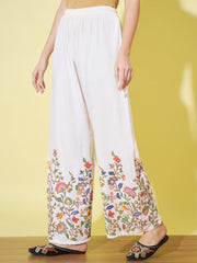 Floral Bird Print Rayon Women Palazzo Pant-3061-3063