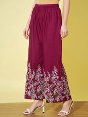 Floral Bird Print Rayon Women Palazzo Pant-3060-3063