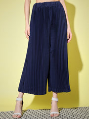 Crepe Solid Pleated Palazzo Pant-3010-3012