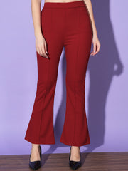 Lycra Solid Elasticated Women Trouser Pant-3116