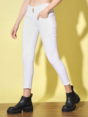Denim High Waist Button Front Women Skinny Jeans-3029-3030